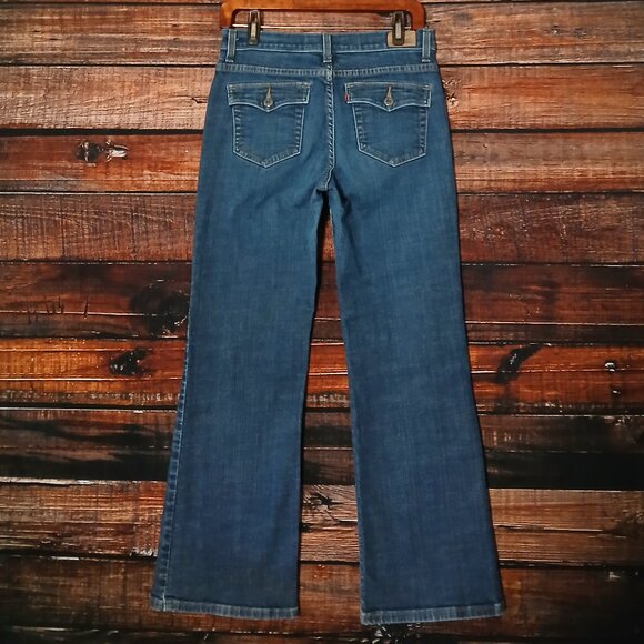 Levis 512 Jeans 10 30X28 Perfectly Slimming Boot Cut Flap Pocket Blue Denim - Picture 3 of 9